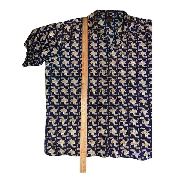 Vintage 90's FUBU‎ Men's 3XL Shirt All Over Print Short Sleeve Button Up Graphic - Picture 5 of 8
